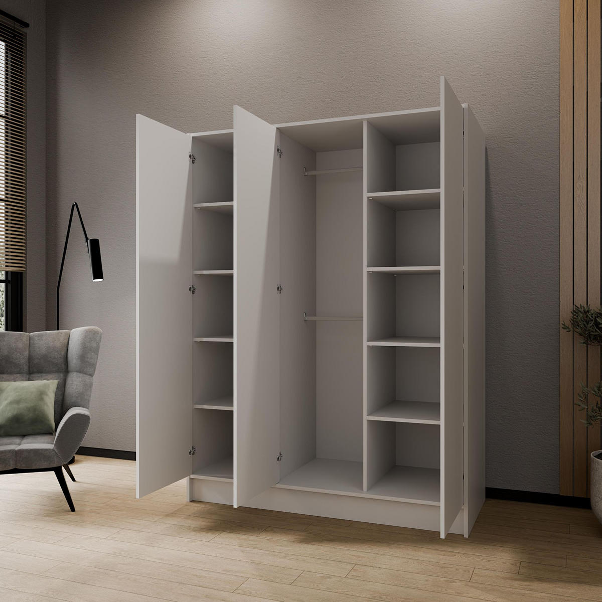 SCHRANK Weiß 150 ALA Glatt Ohne Spiegel Ohne Griffe - Weiß, Holzwerkstoff (150/200/51cm) - Sepro Meble