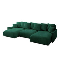 WOHNLANDSCHAFT mit Schlaffunktion und Bettkasten ONESK-U-v1 304x165x40 Dunkelgrün Velours - Dunkelgrün, Holzwerkstoff/Kunststoff (304/90/165cm) - ALTDECOR