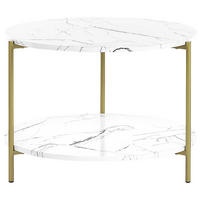 COUCHTISCH Marmor Optik weiß/gold 60 cm Reva - Goldfarben/Weiß, Holzwerkstoff (60/60/45cm) - Beliani