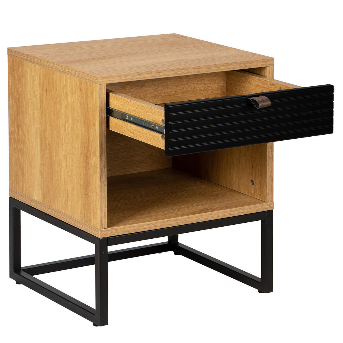 NACHTKOMMODE - Holzwerkstoff - Eichefarben, Holzwerkstoff/Kunststoff (45/55/40cm) - home24