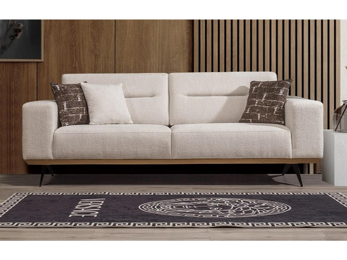 SOFA Opera 3-Sitzer Samt Beige - Beige, Textil/Metall (230/87/95cm) - Villa Möbel