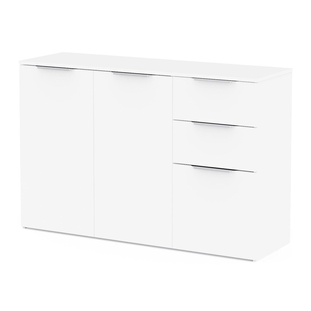 SIDEBOARD mit 3 Türen und 2 Schubladen, mattweiß 119,5/37,3/78,4 cm - Weiß, Holzwerkstoff (37.3/78.4/127cm) - Calicosy