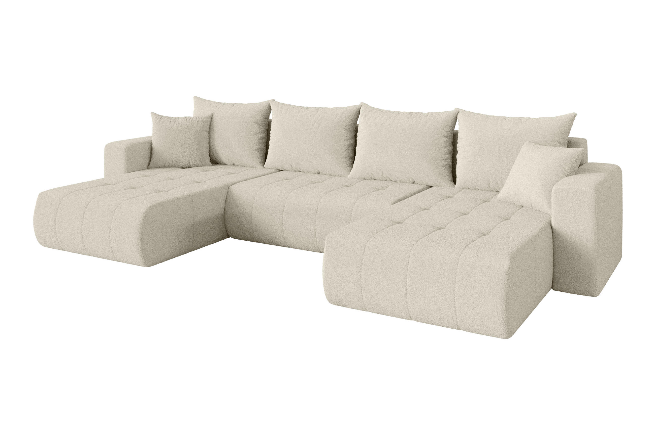 ALTDECOR SEDACÍ SOUPRAVA DO U s funkcí spaní a úložným prostorem MILA-U 378x194x86 béžová bouclé