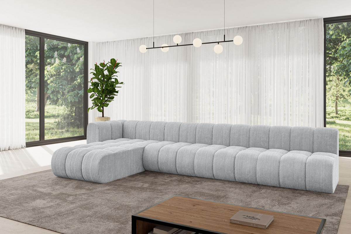 ECKSOFA modulares Sofa Darnel-L3 - 387x177x70 cm Grau - Grau, Holzwerkstoff/Textil (387/177cm) - ALTDECOR