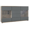 SIDEBOARD Bari Graphit Seidenmatt - Graphitfarben, Holzwerkstoff (138.5/75.5/35cm) - Vladon