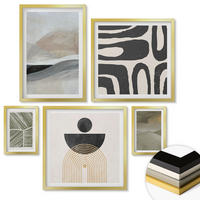 WANDBILDER 5er Set - 50x50 cm & 20x30 cm & 40x60 cm Goldrahmen - Gemalte abstrakte Dekorationen - Goldfarben, Kunststoff (40/60cm) - ArtPrintCave
