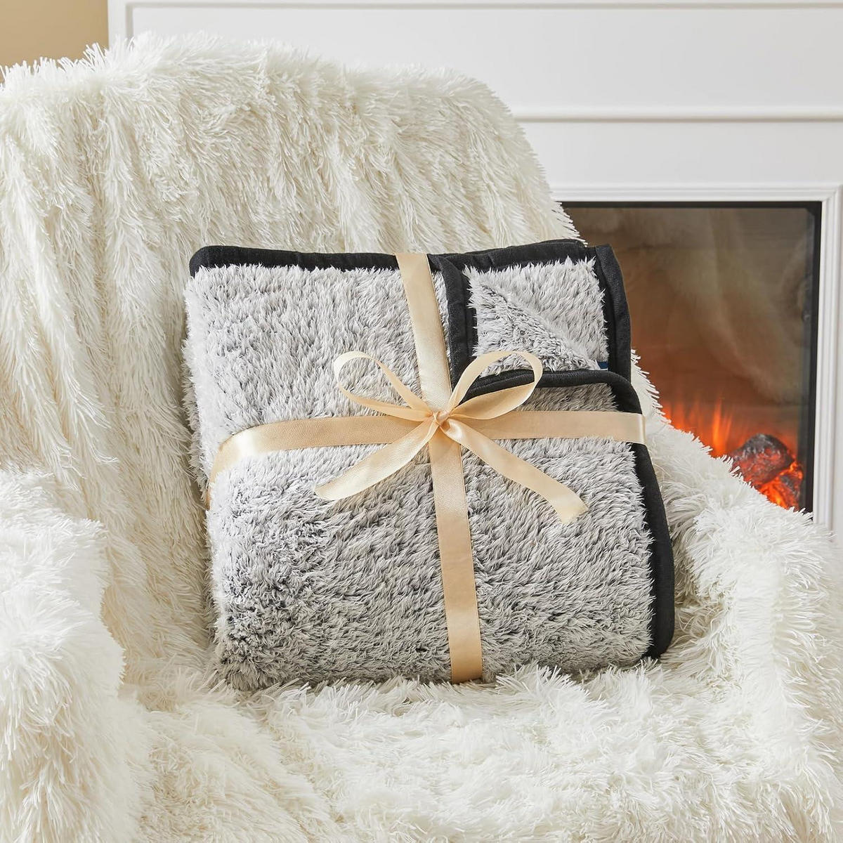 KUSCHELDECKE Sherpa Wendbar 228 x 228 cm Schwarz - Grau, Textil (228/228cm)
