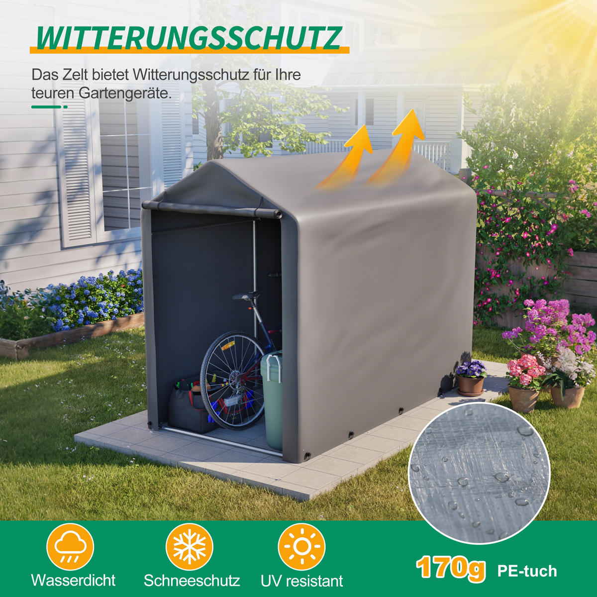 KLEINGARAGE aus verzinktem Stahl 187x100x160 cm in Dunkelgrau - Dunkelgrau, Metall (100/160/187cm) - Modfu