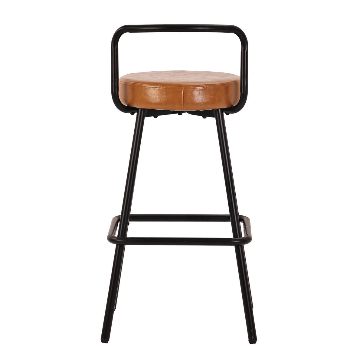 BARHOCKER mit Rückenlehne und Fußablage PU-Leder Braun - Braun, Metall (37/90.5/37.1cm) - Meubliv