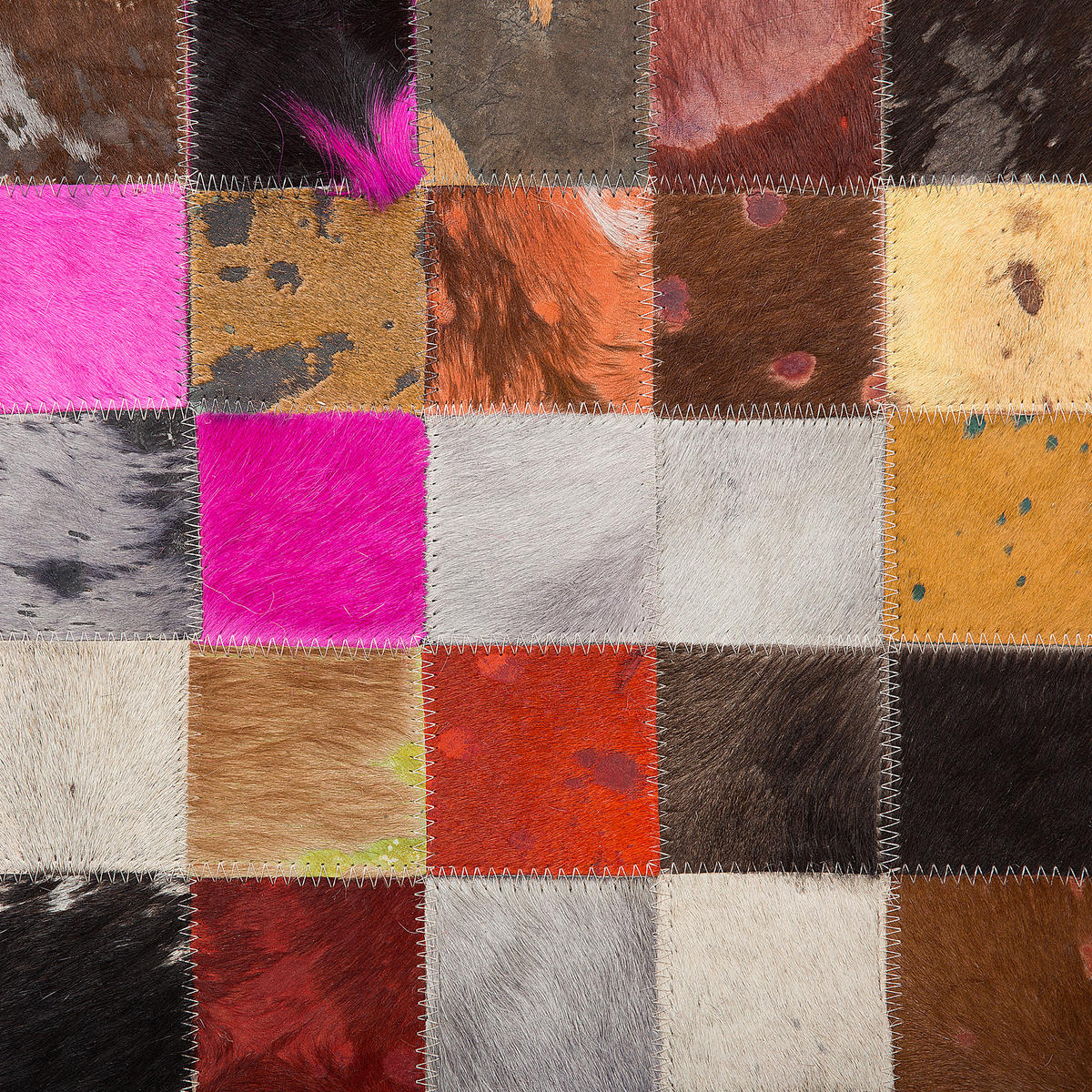 PATCHWORK-TEPPICH Enne 200/200 cm - Multicolor, Fell (200/200cm) - Beliani