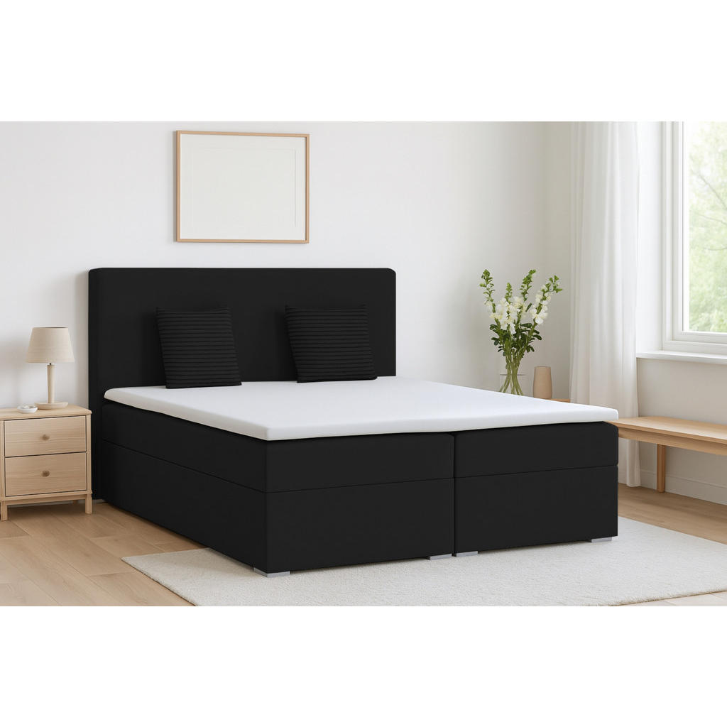 Thumbnail - Deine Möbel 24 Boxbett, Schwarz, Textil, H3, 160x200 cm, Schlafzimmer, Betten, Boxspringbetten