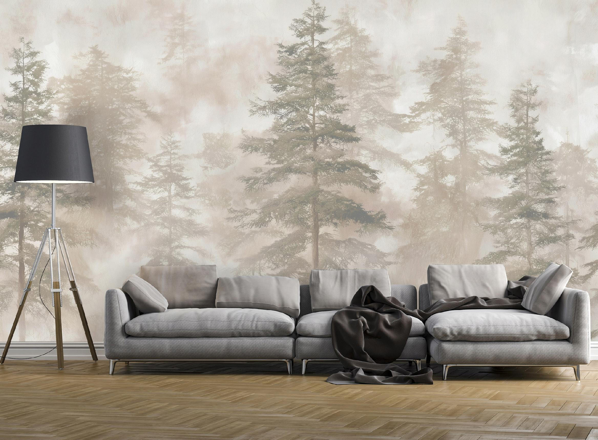 FOTOTAPETE Wald Bäume Beige 150x105 cm - Multicolor, Papier (150/105cm) - Wallarena