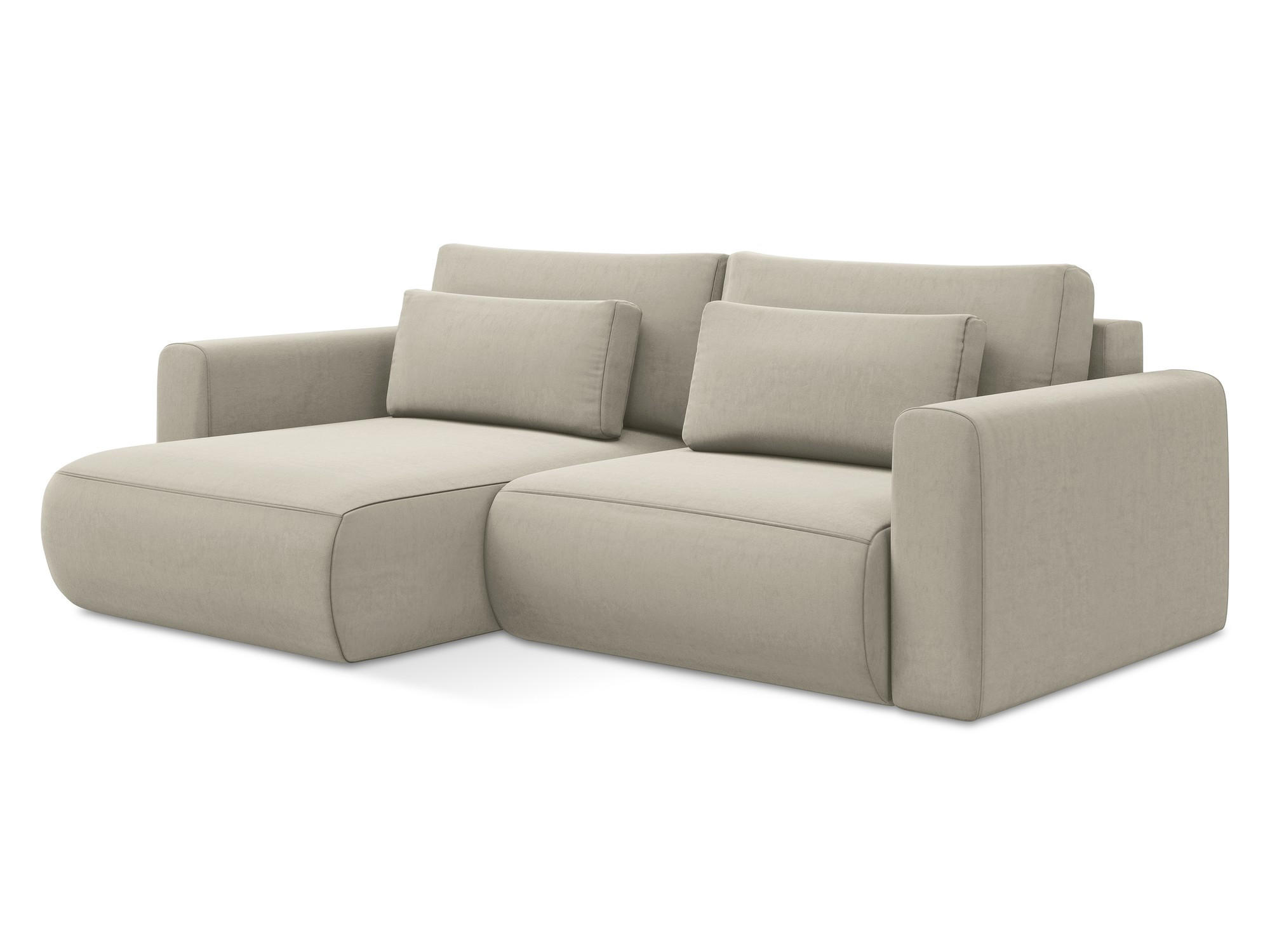 ECKSOFA mit Schlaffunktion Samt Stoff Creme - Perlmutt/Creme, Kunststoff/Textil (149/240cm) - Makamii