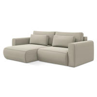ECKSOFA mit Schlaffunktion Samt Stoff Creme - Perlmutt/Creme, Kunststoff/Textil (149/240cm) - Makamii