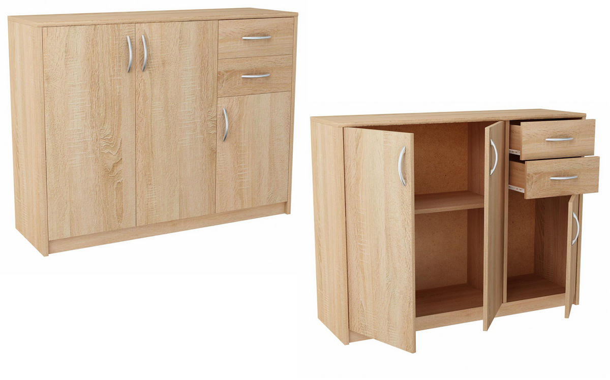 KOMMODE 3D2S Sonoma Eiche 110/35/85 cm - Sonoma Eiche, Holzwerkstoff (110/85/35cm) - Matkam Möbel