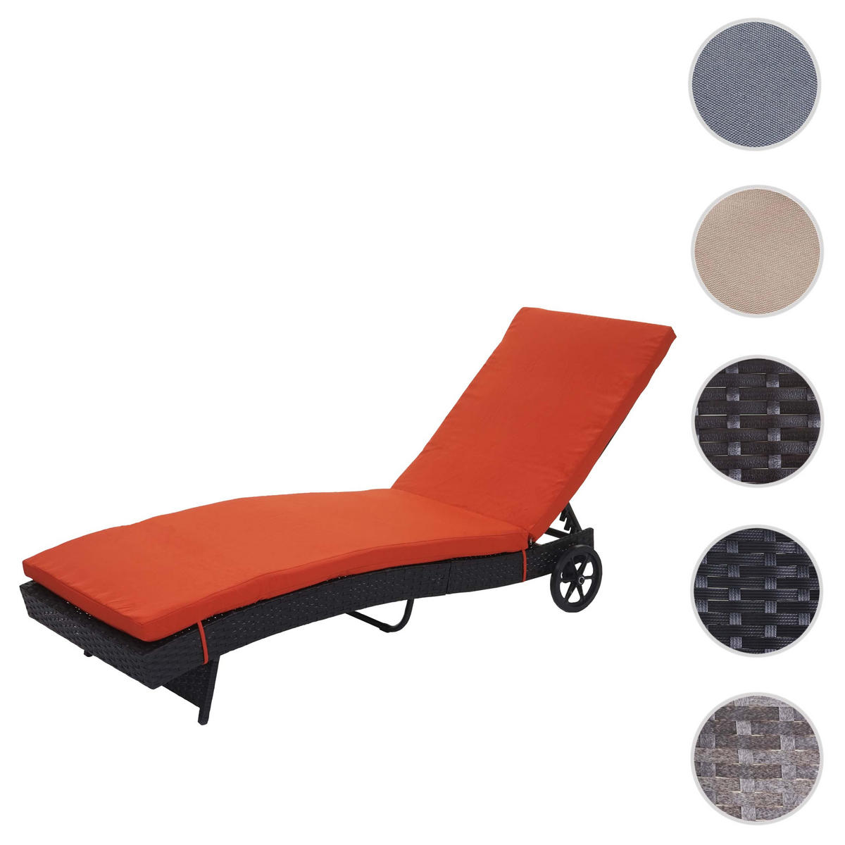 SONNENLIEGE Anthrazit, Orange - Anthrazit/Orange, Kunststoff (60/91/205cm) - MCW