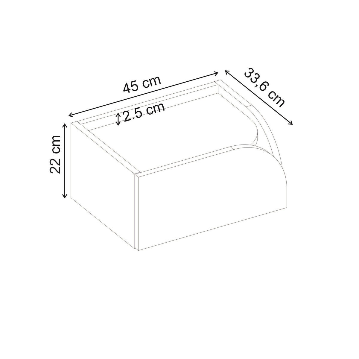 NACHTTISCH Rove Rechts Travertin 45/33,6/22 cm - Beige, Holzwerkstoff (45/22/33.6cm) - Decortie