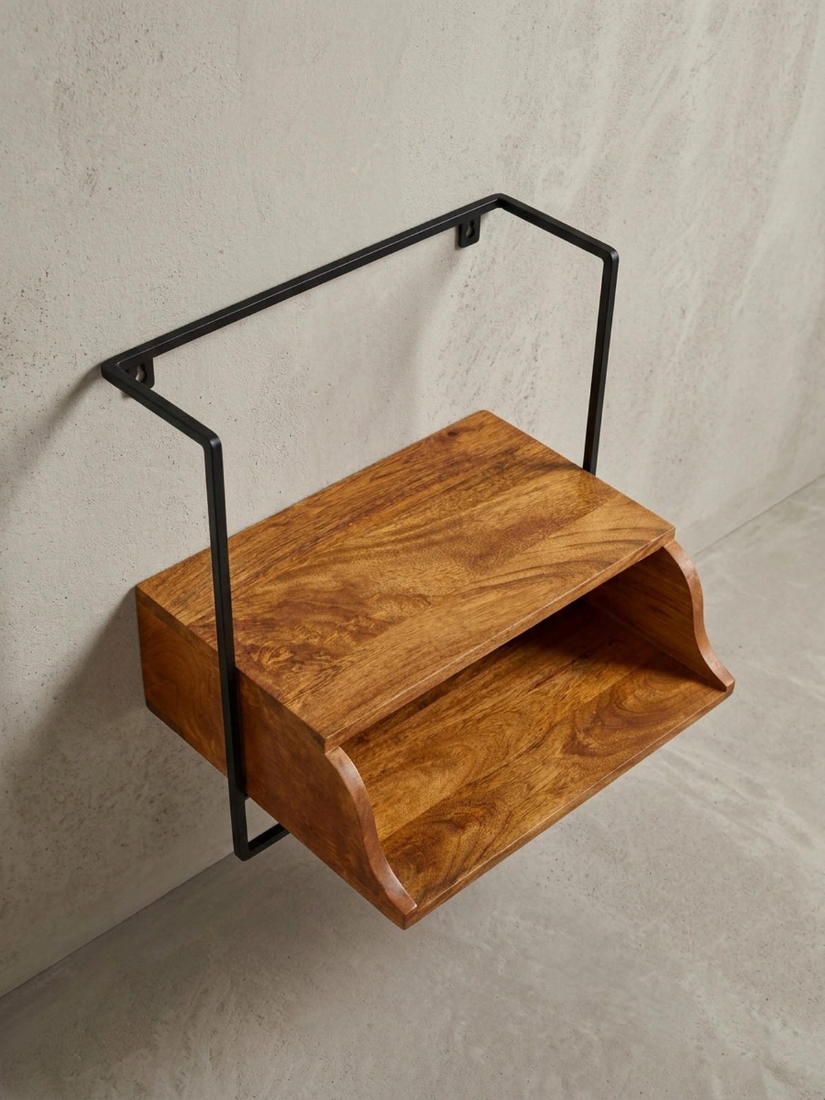 WANDKONSOLE Mango Massivholz Industrial Stil 44x45x35 cm - Schwarz/Braun, Holz/Metall (44/45/35cm) - KADIMA DESIGN