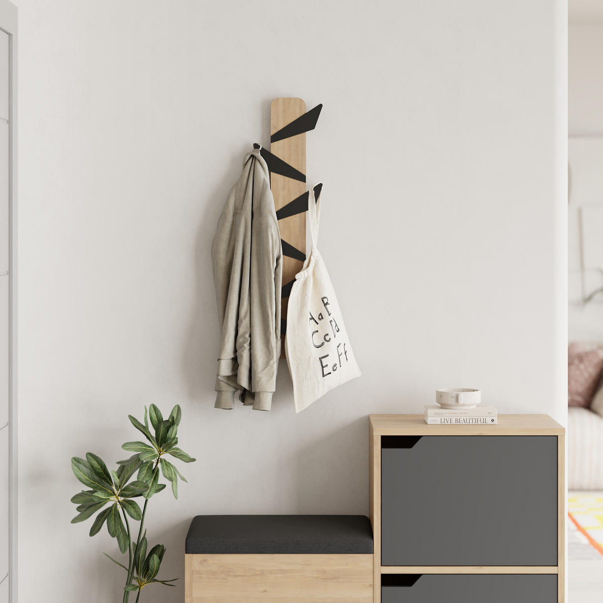 WANDGARDEROBE Alesta Eiche 10/75/4.5 cm - Eichefarben, Holzwerkstoff (10/75/4.5cm) - Decortie