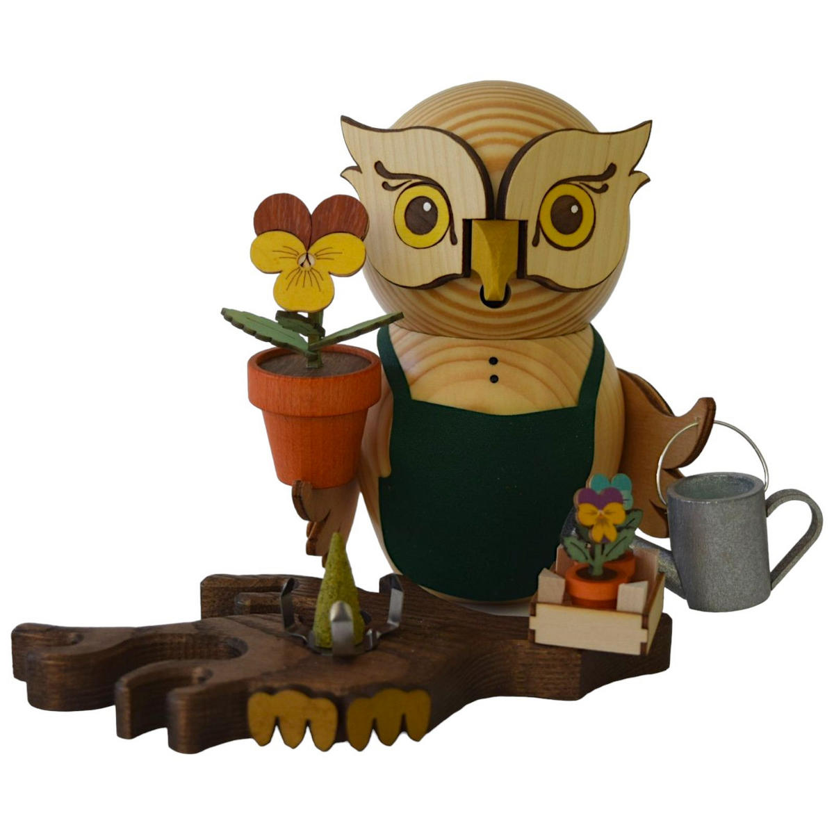 RAUCHFIGUR Eule Gärtner 15 cm - Multicolor, Holz (10/15/10cm)