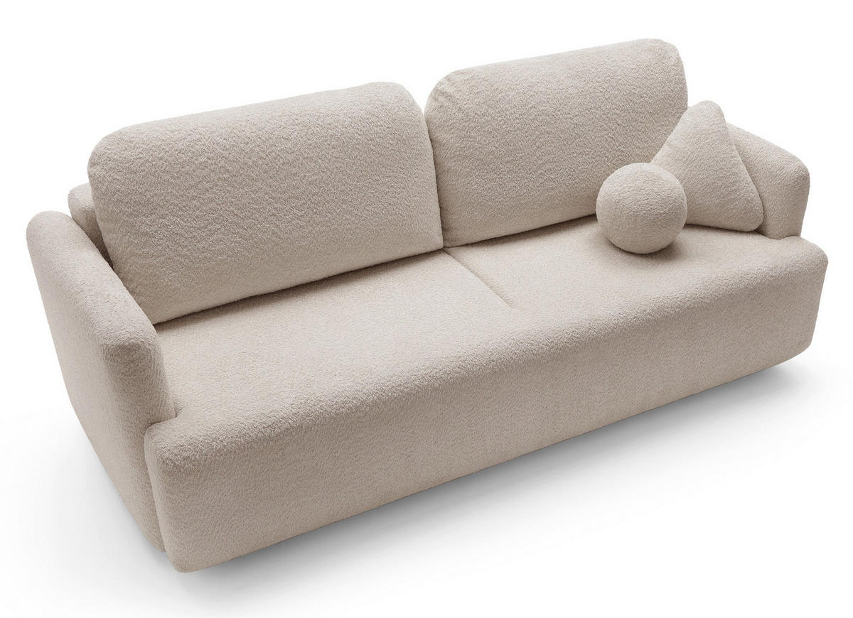SCHLAFSOFA Lambina Beige Boucle - Beige/Schwarz, Kunststoff/Textil (227/92/104cm) - Selsey