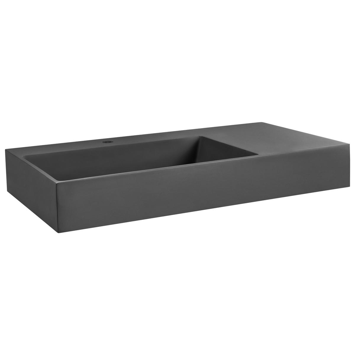 HÄNGEWASCHBECKEN Schwarz 90/48 cm Mineralguss Cusco - Schwarz, Naturmaterialien (90/13/48cm) - Beliani