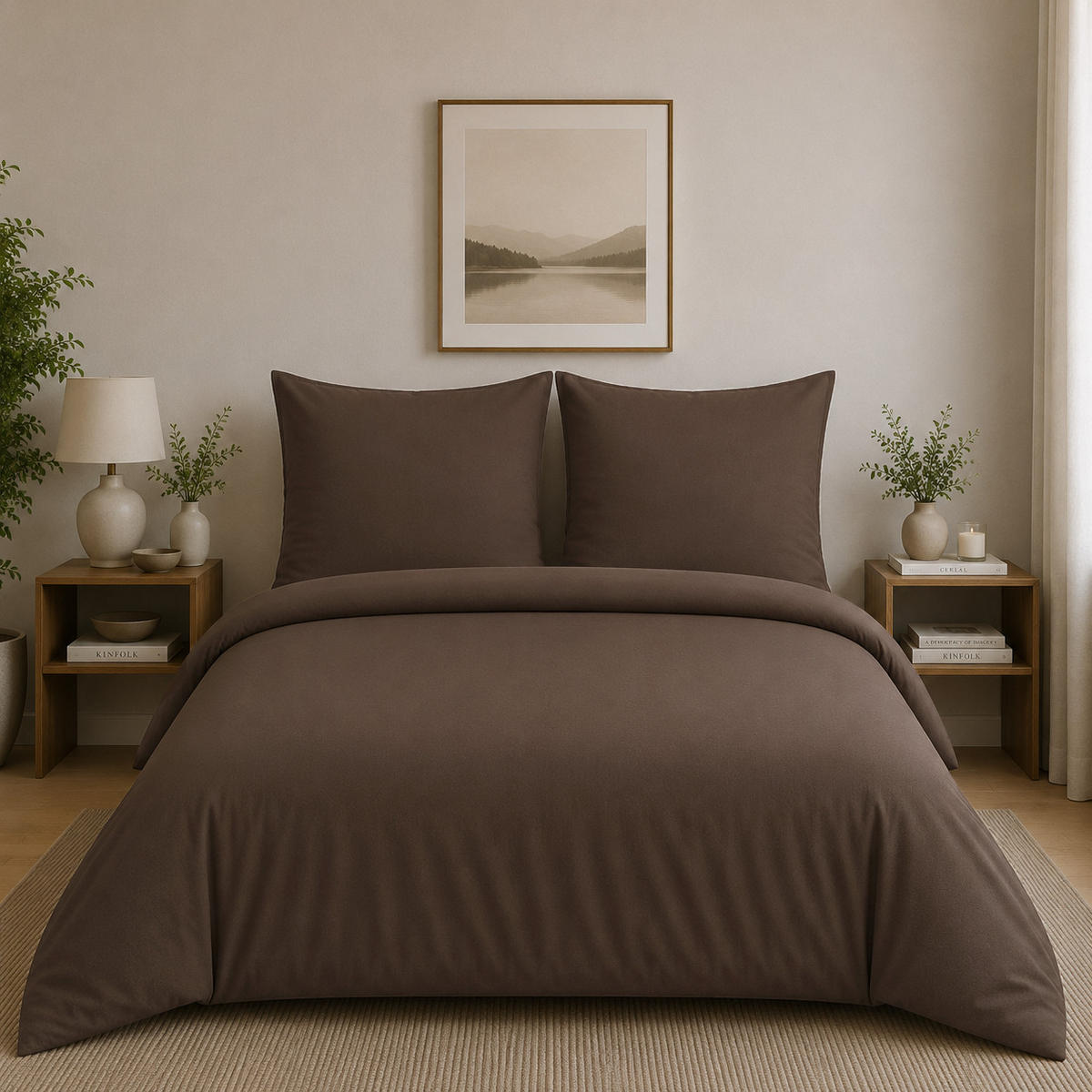 BETTWÄSCHE 3-teilig 200/200 cm UNI BRAUN - Braun, Textil (200/200cm) - ROLFNERS