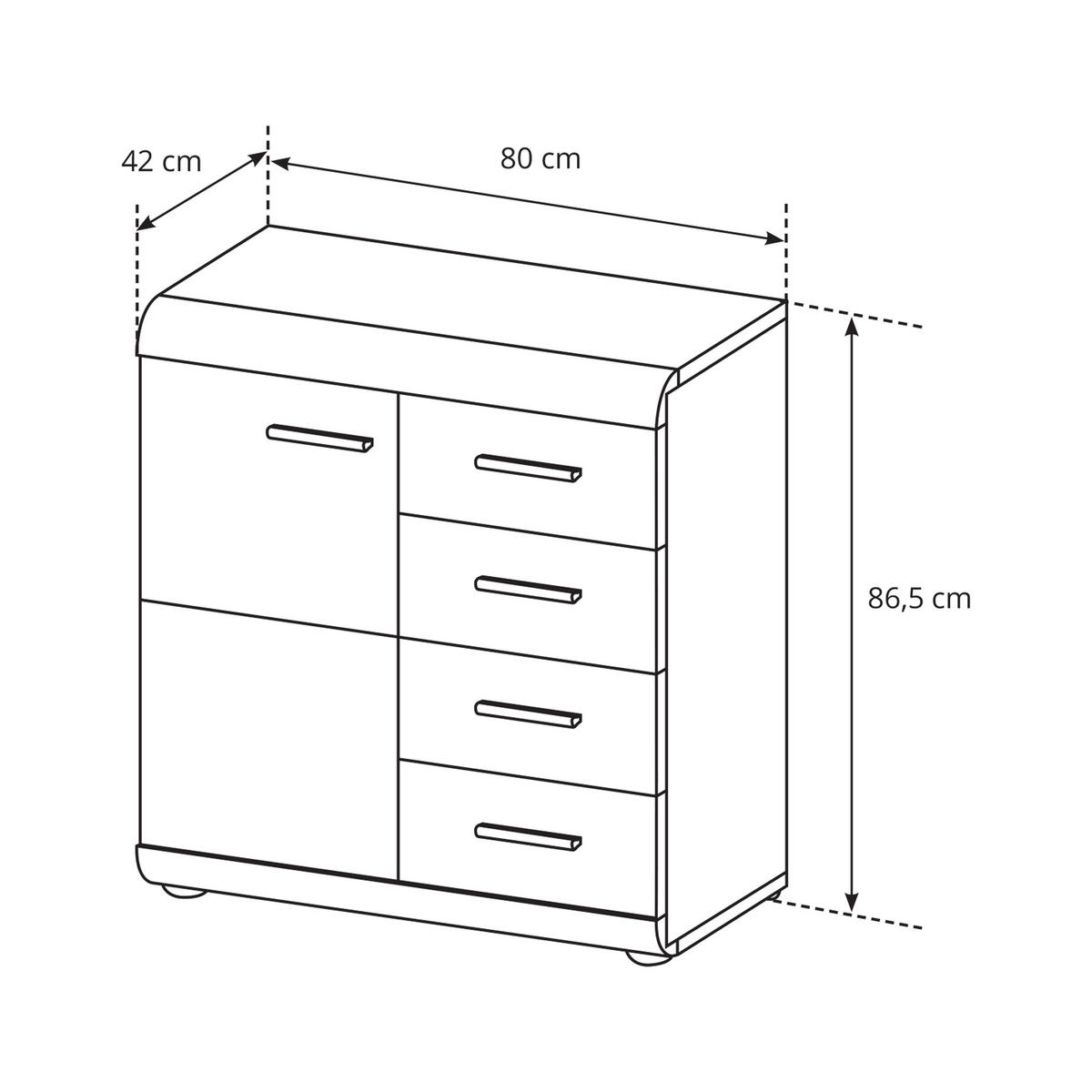 KOMMODE LEGAME 80/87/42 cm mit 4 Schubladen und 1 Türen Sonoma Eiche - Sonoma Eiche, Holzwerkstoff (80/87/42cm) - MASSENO