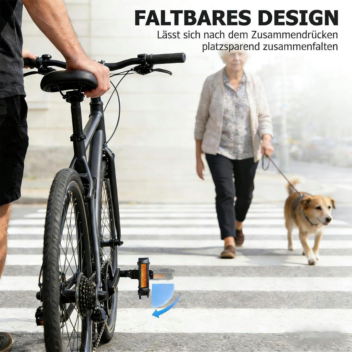 FAHRRADPEDALE faltbar Aluminium mit Reflektoren Schwarz - Schwarz, Metall (9/3/10.2cm)