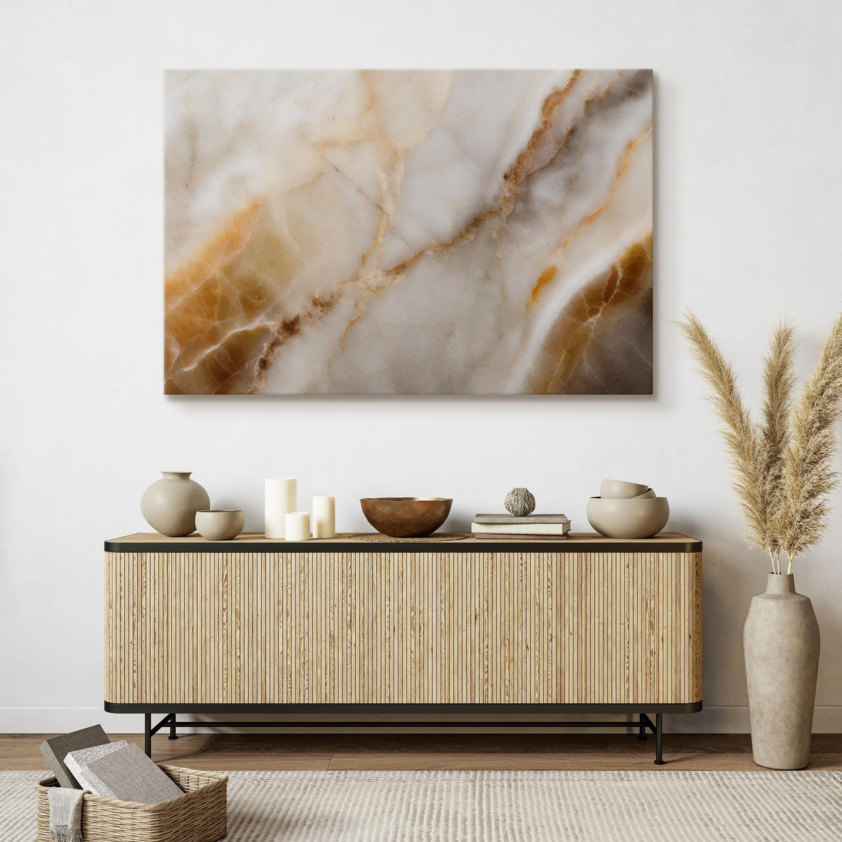 LEINWANDBILD Abstraktion MARMOR Moderne Muster für Büro 70/50 cm - Beige/Weiß, Textil (70/50cm) - Muralo