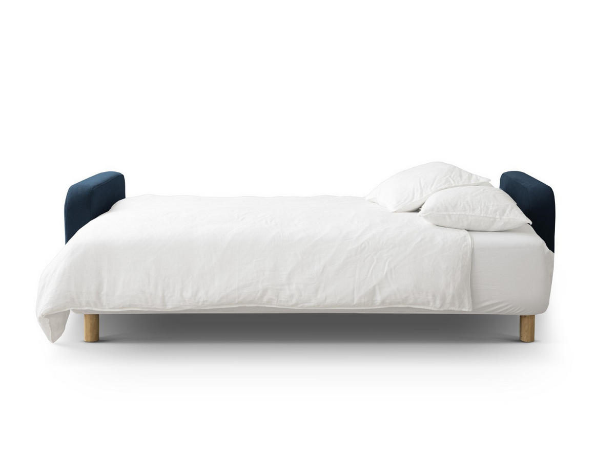 SOFA ausklappbar mit Bettkasten Elen aus strukturiertem Stoff marineblau 3 Sitzplätze - Blau, Textil (231/86/106cm) - Micadoni