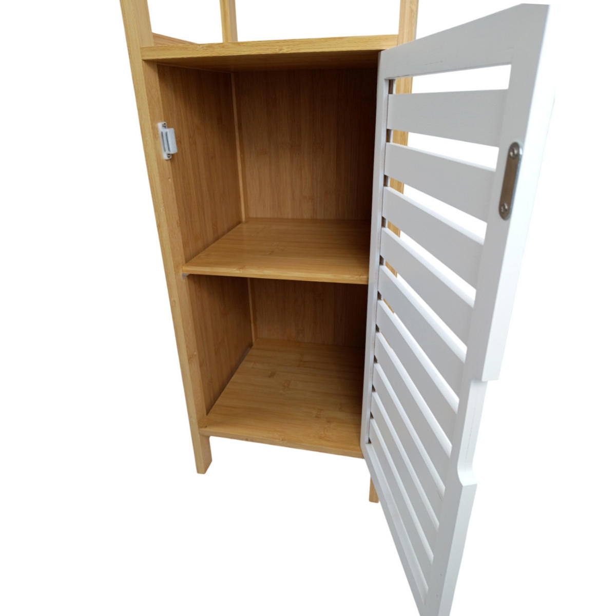 BADREGAL Bambus Weiß Naturfarben Schrank 89x30x30 cm - Naturfarben/Weiß, Holz (30/89/30cm) - Begryf