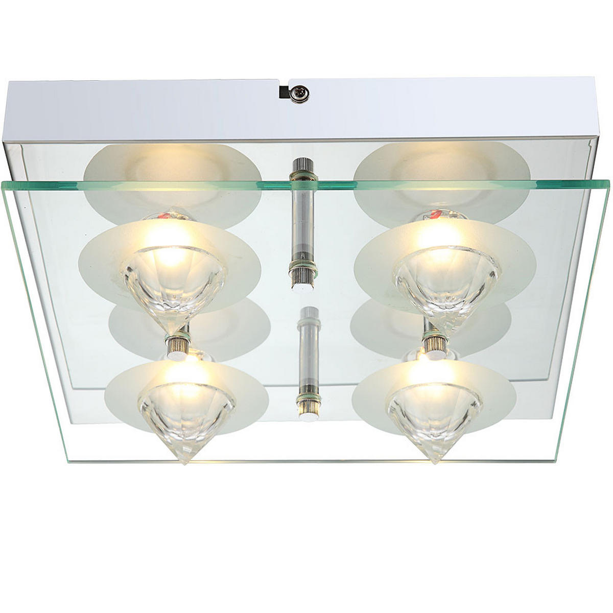 LED DECKENLEUCHTE Metall Silber Kristalloptik - Silberfarben, Glas (25/25/9cm) - Globo Lighting