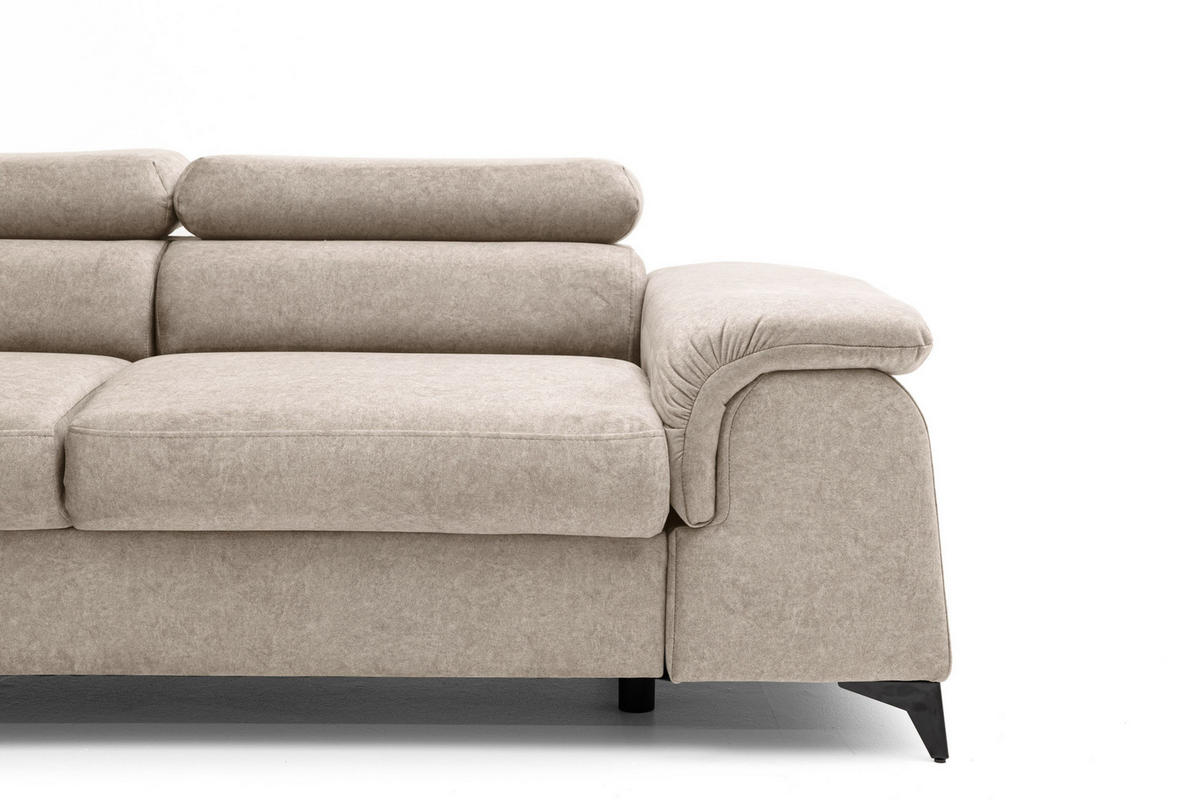 2-SITZER-SOFA PLAZA 200 cm Velours Beige - Beige/Schwarz, Holz/Textil (200/90/100cm) - Muffo