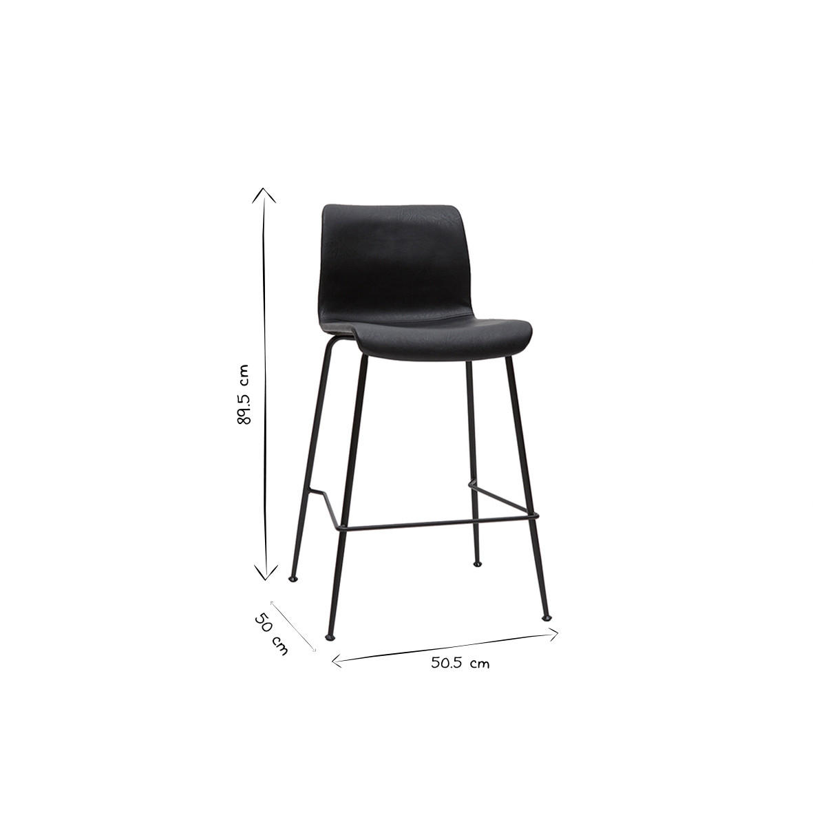 BARHOCKER Braun Antiklook Schwarz Metall H65 cm 2er-Set HAROLD - Braun, Kunststoff (50/89.5/50.5cm) - Miliboo