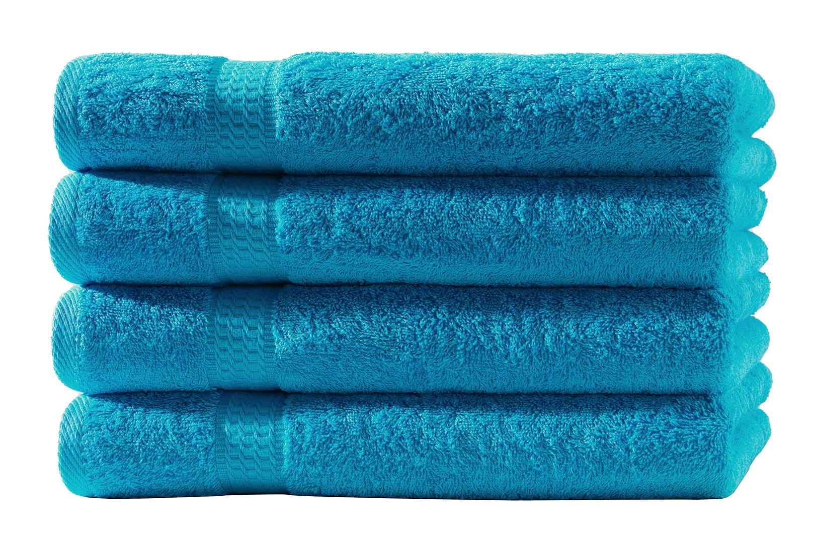HANDTUCH 50x100 cm Frottier Handtücher im 4er Set aus 100% Baumwolle, Türkis 500g/m2 - Türkis, Textil (50/100cm) - Carpe Sonno