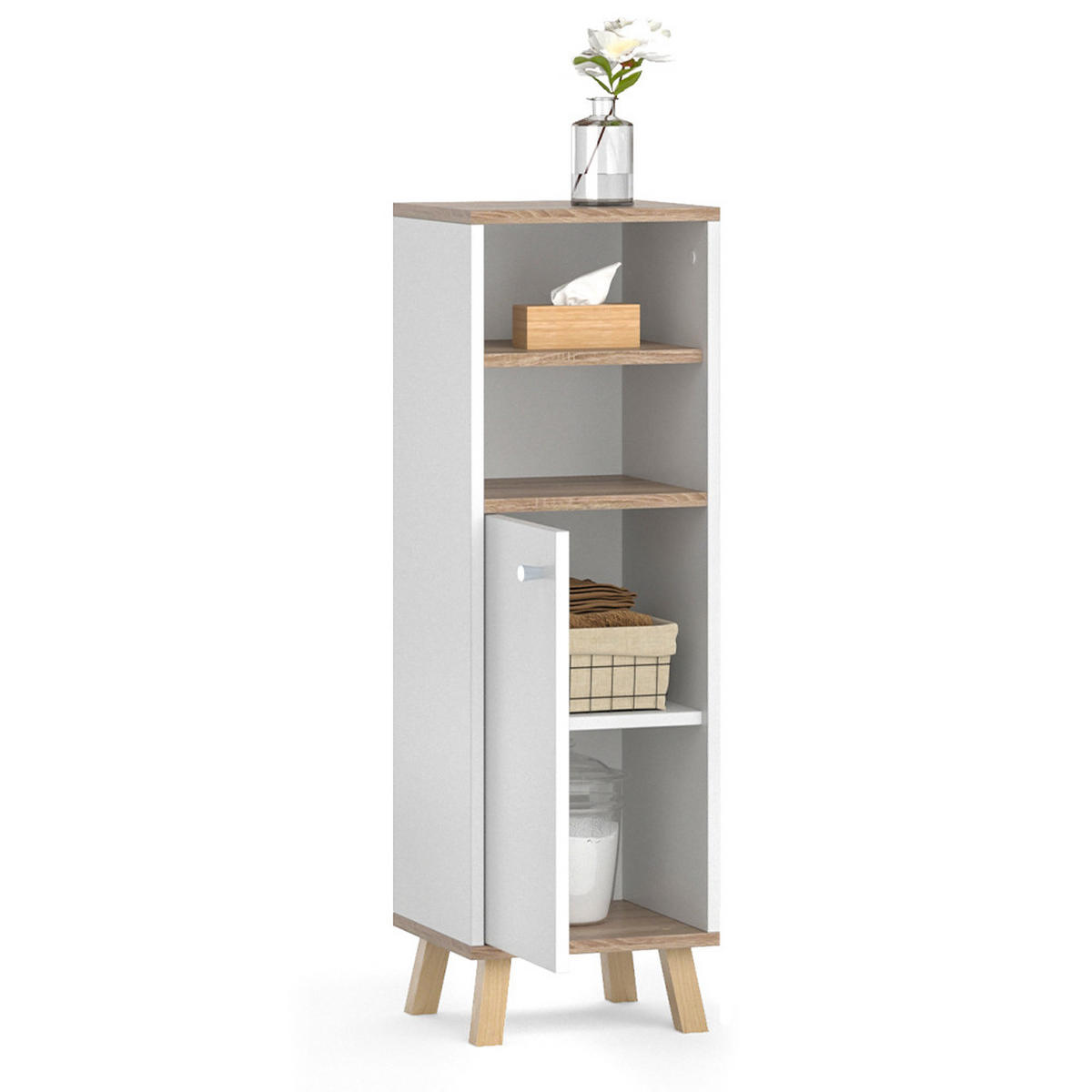 MIDISCHRANK Senyo Weiß 30 x 95 cm - Weiß, Holzwerkstoff (30/95/30cm) - Vicco