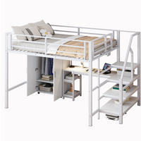 HOCHBETT 140/200 cm Weiß aus Metall mit Schreibtisch - Weiß, Metall (140/200cm) - OKMYHOME