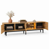 TV-LOWBOARD aus MDF 175x31x41 cm Helle Eiche/Schwarz mit LED-Beleuchtung und 3 Schrankfächern - Eichefarben, Holzwerkstoff (175/41/31cm) - IVMEU