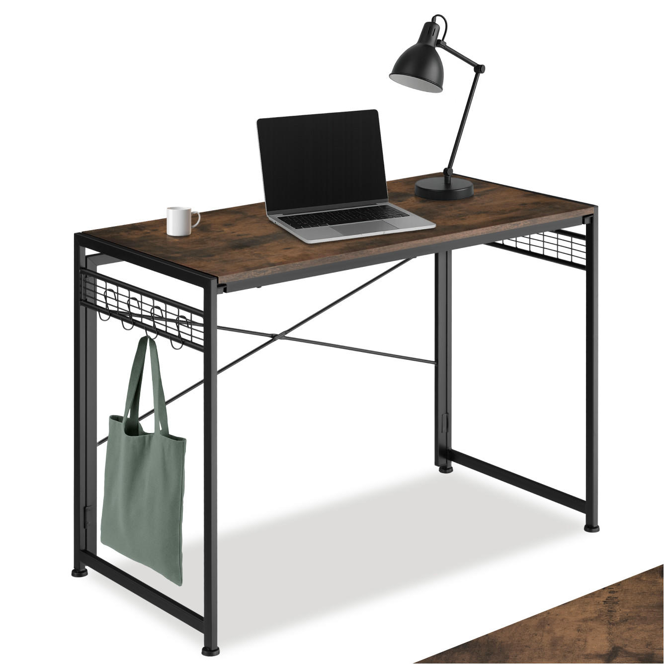 SCHREIBTISCH Paterson,102 x 51 x 77 cm,Industrial Holz dunkel, rustikal - Rostfarben, Holzwerkstoff (102/51/77cm) - tectake