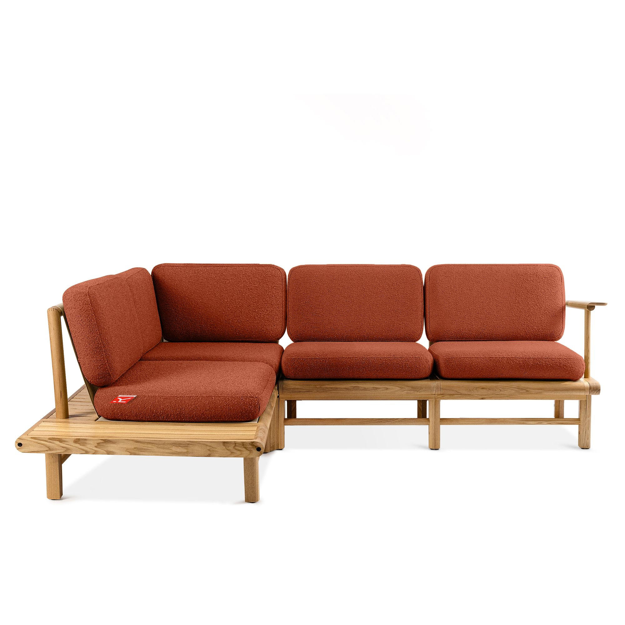 LOUNGESOFA ATREDA links - Orange, Holz/Textil (230/74/175cm) - KONSIMO®