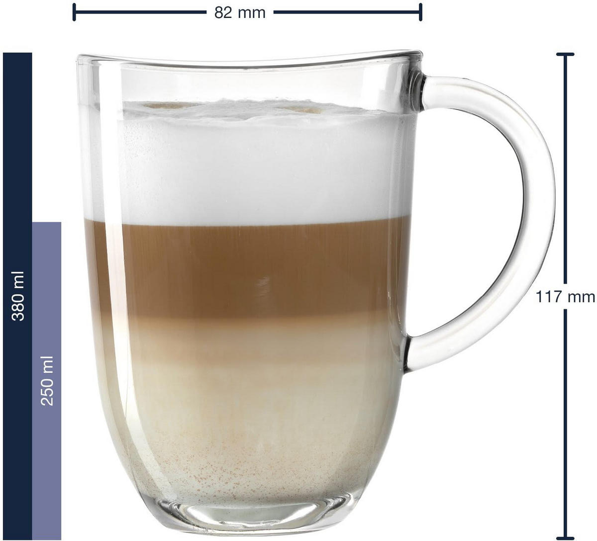LATTE-MACCHIATO-GLAS Latte Macchiato Gläser Napoli 380 ml - 6 Stück - Hitzebeständig - Transparent, Glas - Leonardo