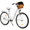 CITY-FAHRRAD Milord mit Weidenkorb, 28 Zoll, Weiß, 3-Gang - Weiß, Metall (46cm) - Milordbikes