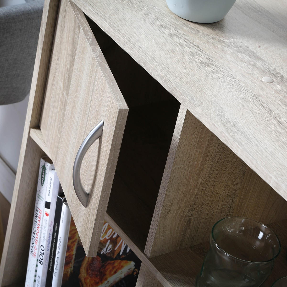 AUFBEWAHRUNGSREGAL 6 Fächer mit 2 Türen - L61,5 cm - Apfelbaumfarben, Holzwerkstoff (29.5/80/61.5cm) - Calicosy