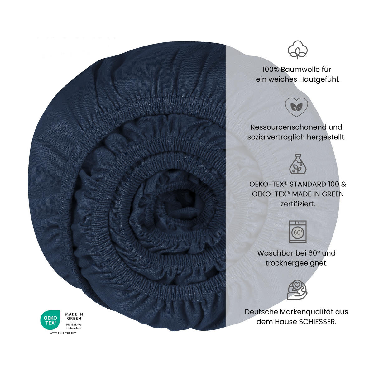 SPANNBETTLAKEN New Jersey - Edeljersey - 150 x 200 cm - Dunkelblau - Dunkelblau, Textil (150/200cm) - Uncover by Schiesser