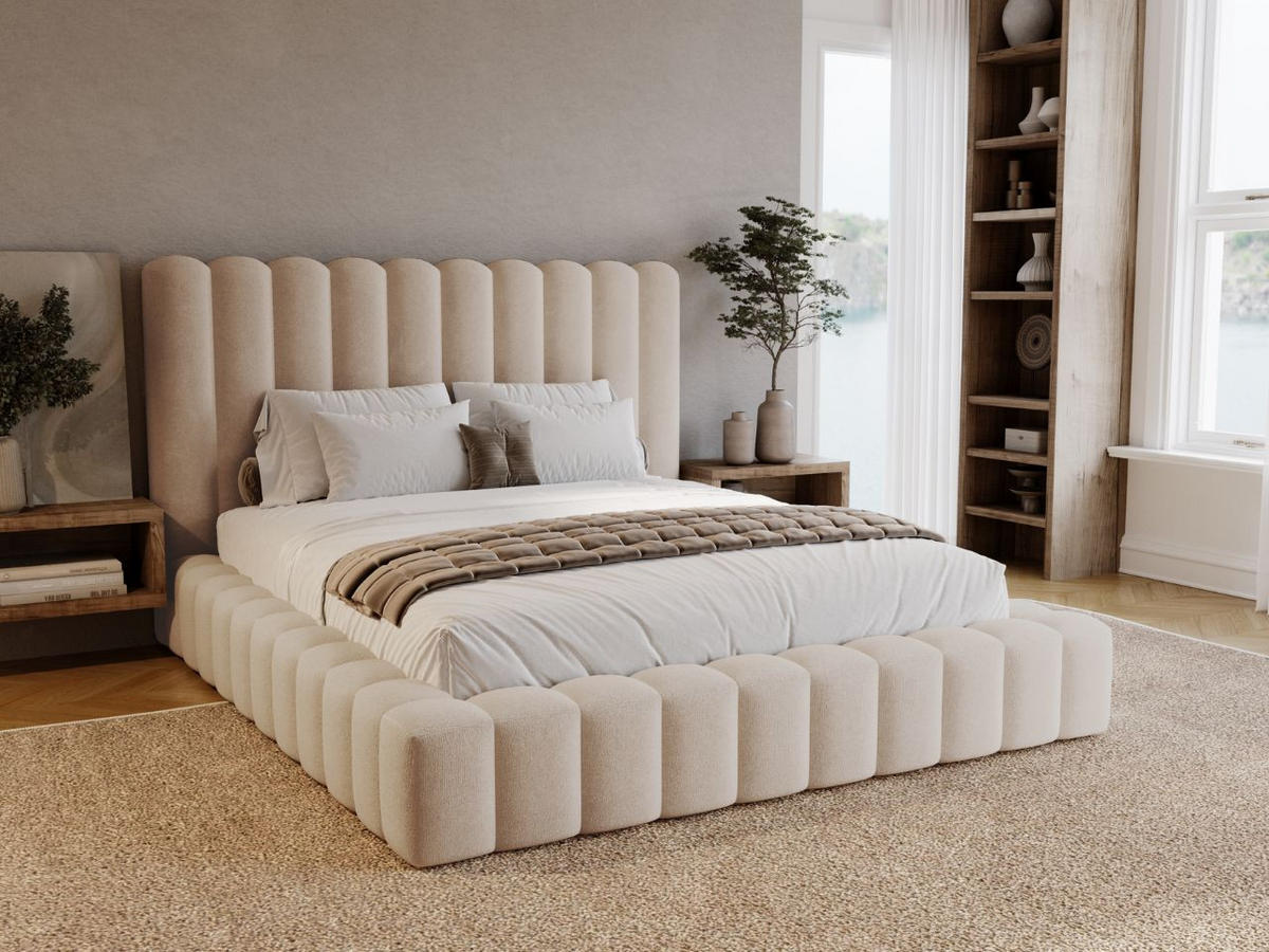 POLSTERBETT Rotto 180x200 Beige - Beige/Naturfarben, Holz/Kunststoff (180/200cm) - Graingold