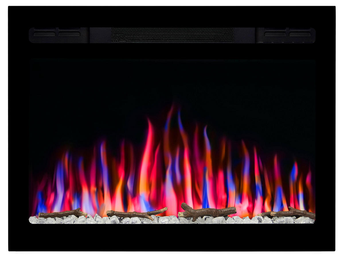 WAND-EINBAUKAMIN AF27WR – Breite 66 cm, 3D-Flammeneffekt, LED-Beleuchtung, Heizfunktion - Schwarz, Glas/Metall (72/54.2/14.5cm) - ArtiFlame