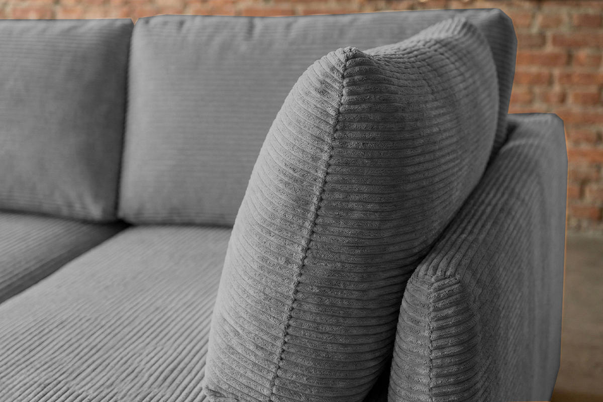 SCHLAFSOFA SADIRA Grau Cord - Schwarz/Grau, Kunststoff/Textil (288/209cm) - KAWOLA