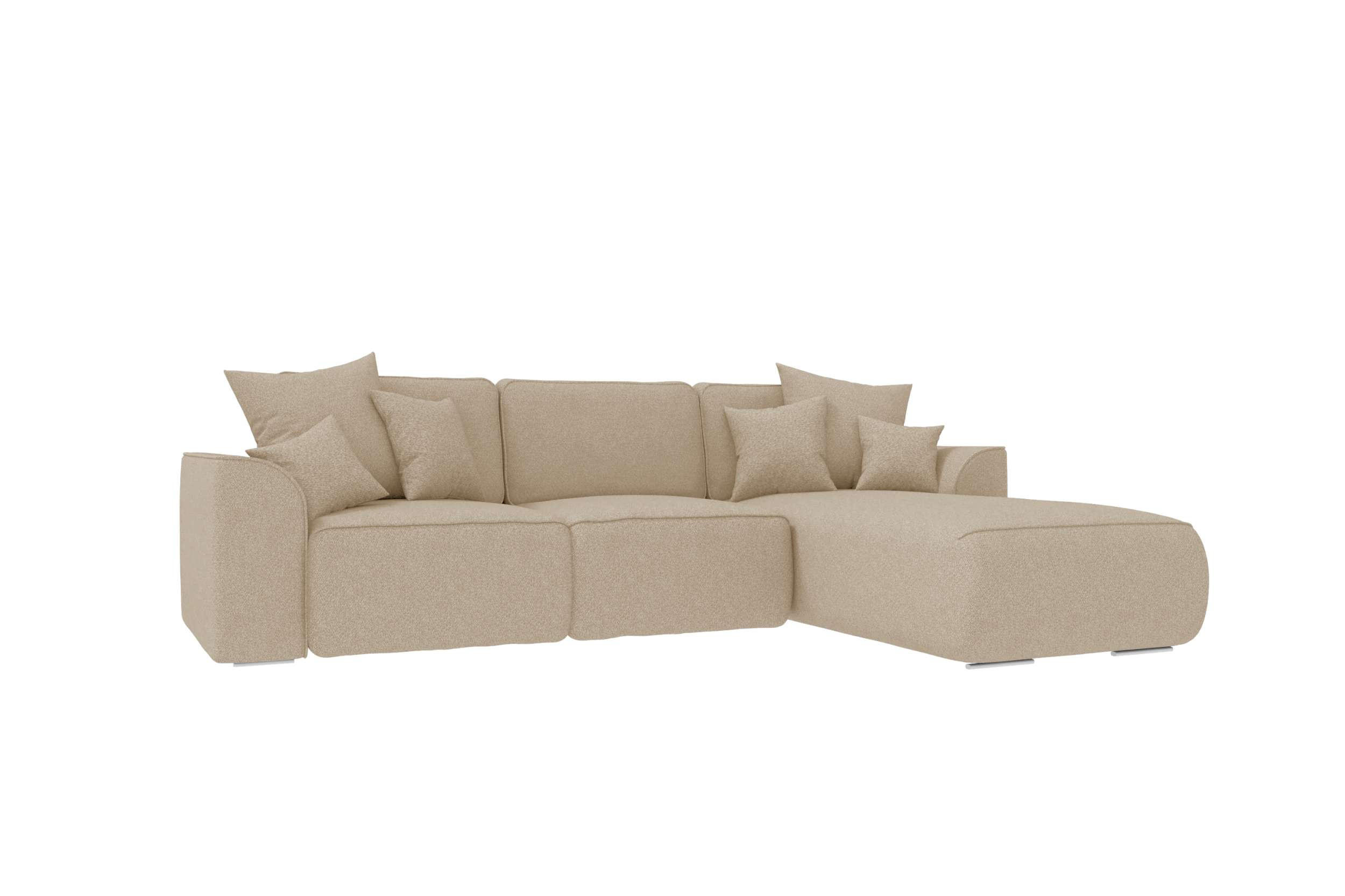 ECKSOFA GUSTO Strukturstoff Beige Rechts inkl. Schlaffunktion - Chromfarben/Beige, Kunststoff/Textil (295/194cm) - 99rooms