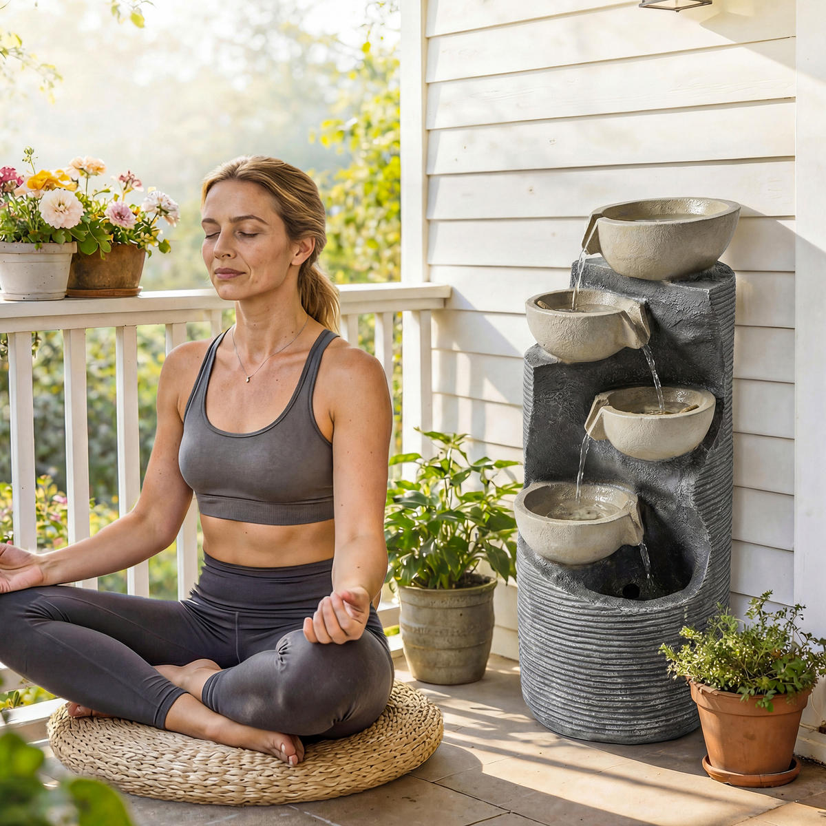 GARTENBRUNNEN Harz Mehrfarbig - Multicolor, Kunststoff (33/31/80cm) - Outsunny